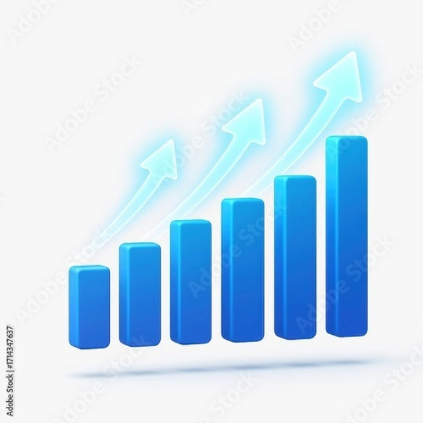 Fototapeta Rising Blue Graph with Arrows Depicting Growth and Success in Business and Financial Concept