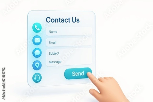 Fototapeta Modern Contact Us Form with Hand Interaction and Clean Design for Digital Communication Needs