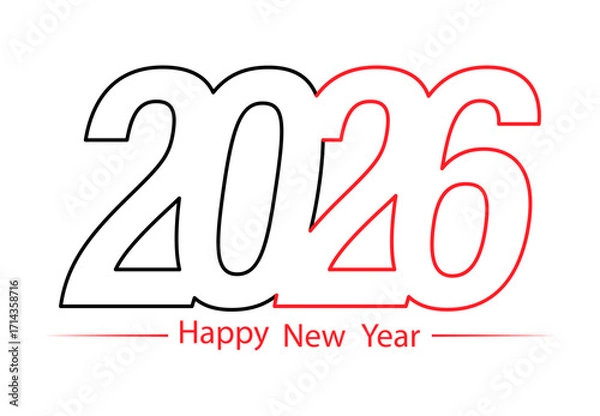 Fototapeta Happy New Year 2026. Stylized number 2026 for New Year and Christmas greetings.