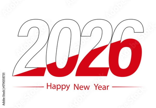 Fototapeta Happy New Year 2026. Stylized number 2026 for New Year and Christmas greetings.