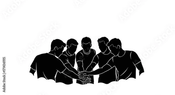 Fototapeta Diverse group of friends or colleagues uniting hands in powerful symbol of teamwork