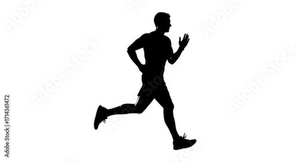 Fototapeta silhouette of a fit man running with determination