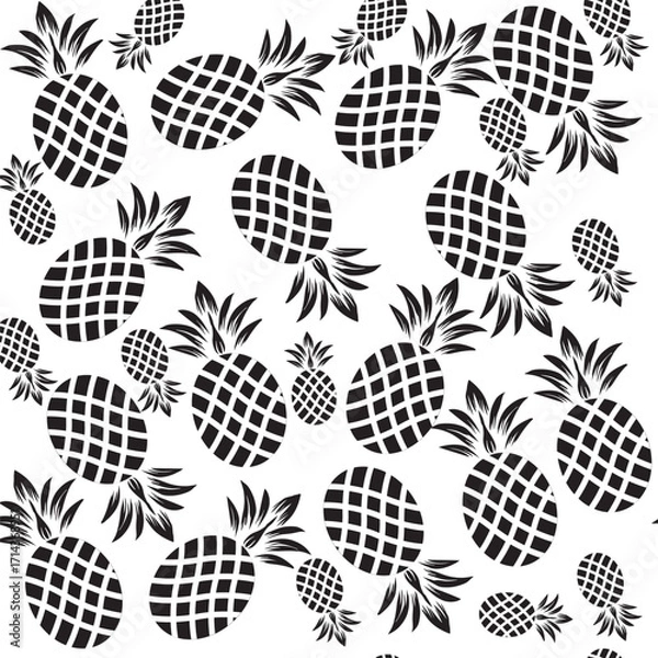 Obraz Seamless pineapple pattern with leaves for nature-inspired design.