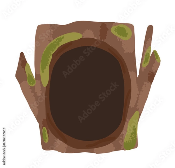 Fototapeta Empty hole in forest tree drawn in flat style