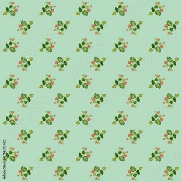 Fototapeta seamless floral pattern green background