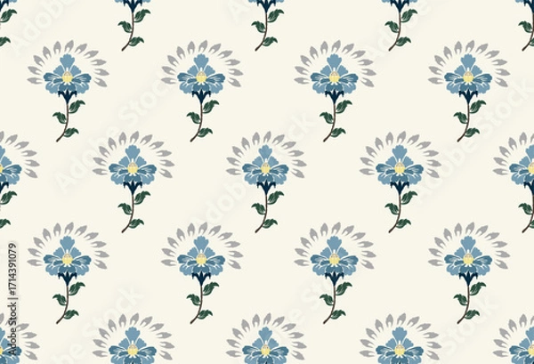 Fototapeta This elegant design showcases a unique ikat style that blends traditional charm with modern aesthetics. The ikat pattern features a seamless flow, making it perfect as seamless ikat for fabric and sur