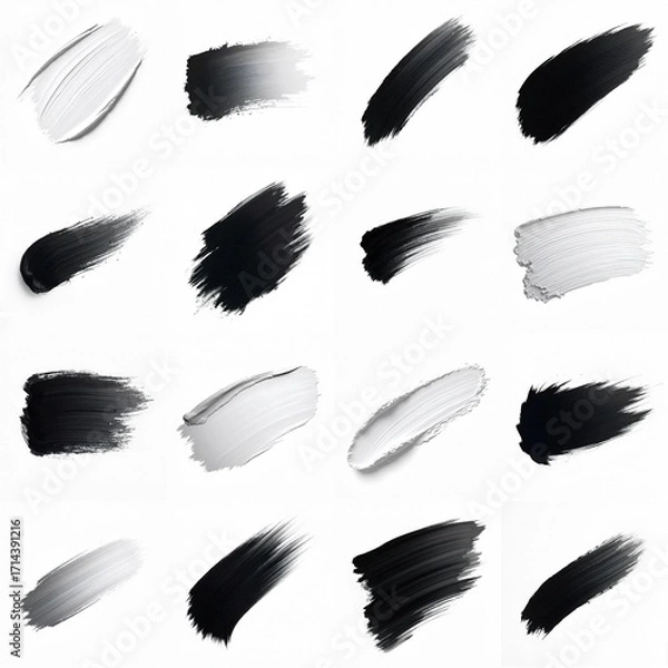 Fototapeta Collection of paint strokes against a white backdrop.