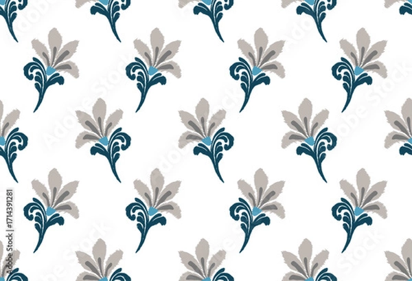 Fototapeta This elegant design showcases a unique ikat style that blends traditional charm with modern aesthetics. The ikat pattern features a seamless flow, making it perfect as seamless ikat for fabric and sur