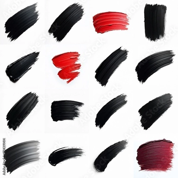 Fototapeta Collection of paint strokes against a white backdrop.