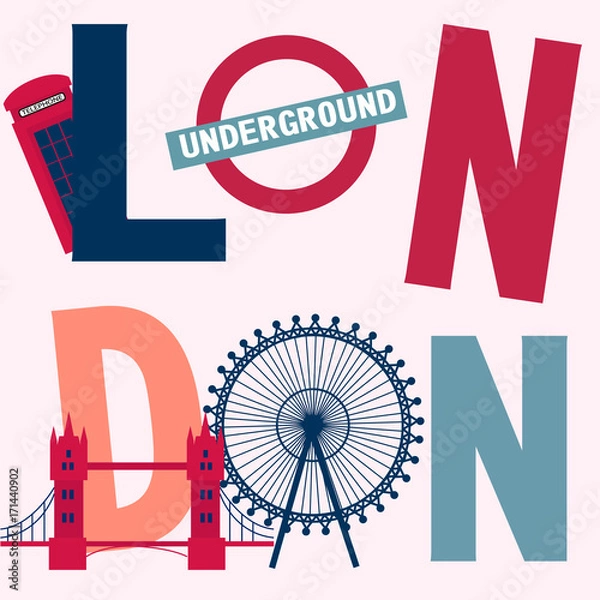 Fototapeta London vintage poster.