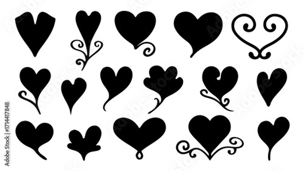 Fototapeta Vector illustration of a red heart shaped balloons set for Valentine’s Day celebration and romantic decoration