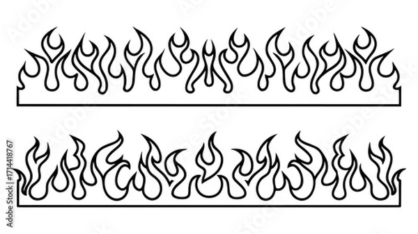 Fototapeta Set of two stylized fire flame banners in a clean line art design