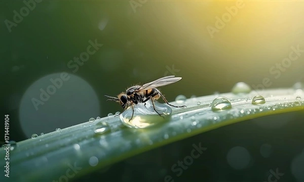 Obraz Micro Cosmos: Dewdrop Insect