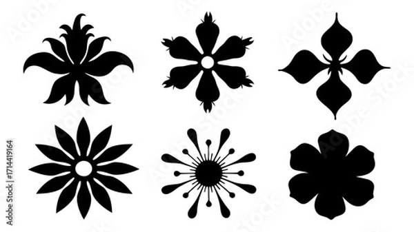Fototapeta Elegant Floral Silhouettes A Collection of Decorative Blossom Motifs and Ornamental Flower Icons