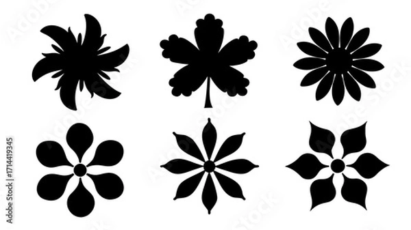 Fototapeta Floral Silhouette Collection Diverse Botanical Shapes and Designs