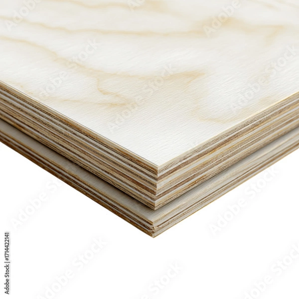 Fototapeta Png of closeup of plywood sheet showing the layers of wood isolated on transparent background for construction material