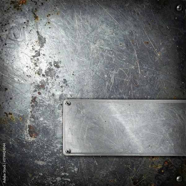 Fototapeta old chrome textured metallic background with metal copy space template
