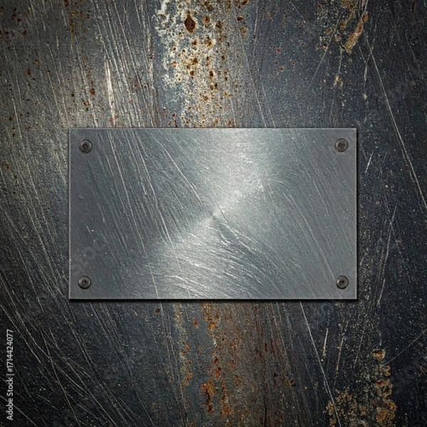 Fototapeta old chrome textured metallic background with metal copy space template