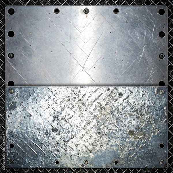 Fototapeta old chrome textured metallic background with metal copy space template