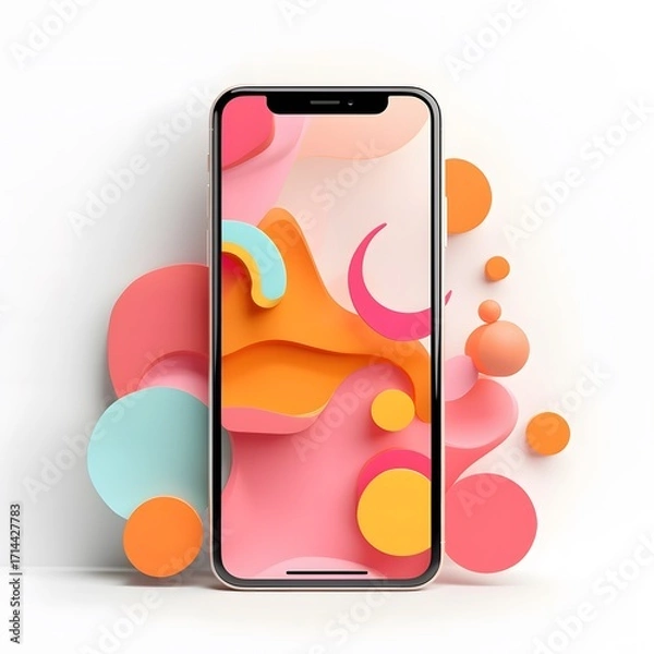 Fototapeta smart phone with colorful application icons