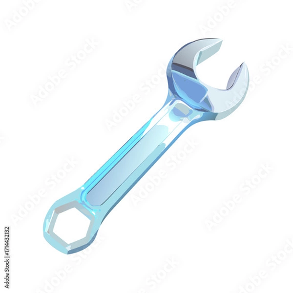 Obraz Shiny metallic wrench isolated on transparent background
