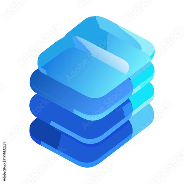 Obraz Abstract blue layered shapes isolated on transparent background