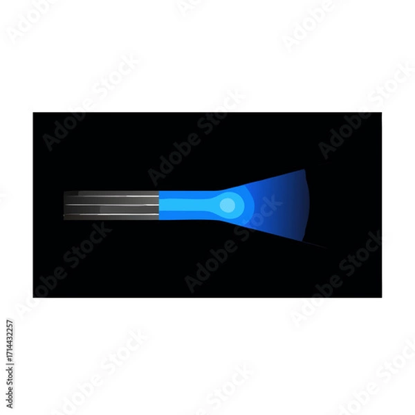 Obraz Abstract blue light beam emanating from a metallic object isolated on transparent background