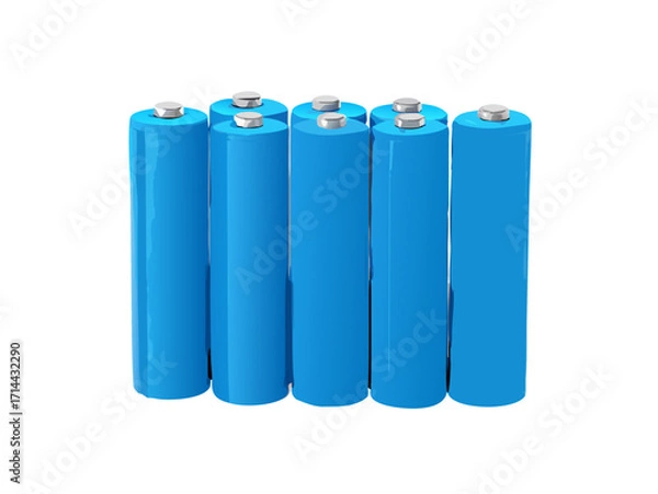 Obraz Group of blue aa batteries isolated on transparent background