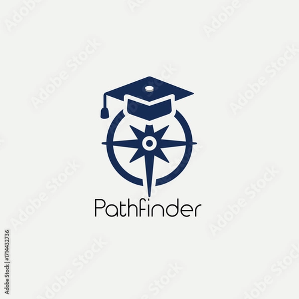 Obraz Pathfinder Guiding Education with Compass and Graduation Cap