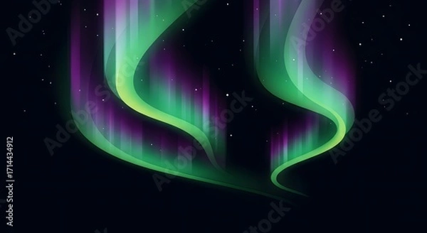 Obraz Abstract Aurora Borealis Waves with Stars on Dark Background