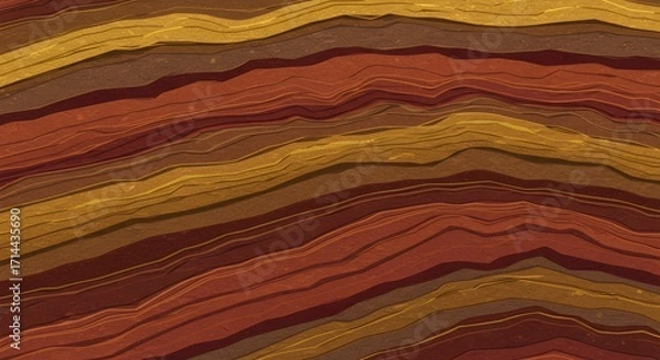 Obraz Abstract Earth Layers Texture with Wavy Lines in Warm Colors