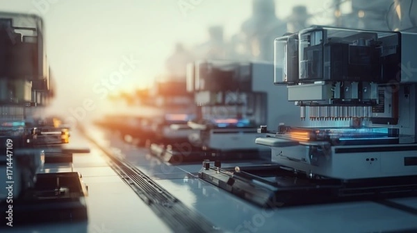 Fototapeta Automated laboratory equipment for pharmaceutical research and development in a modern lab setting