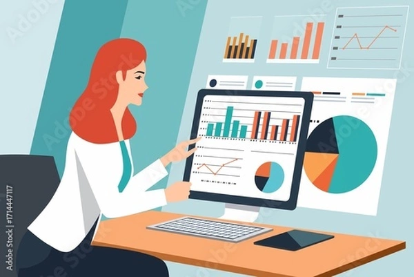 Obraz Accounting finance graphic report worker vector image