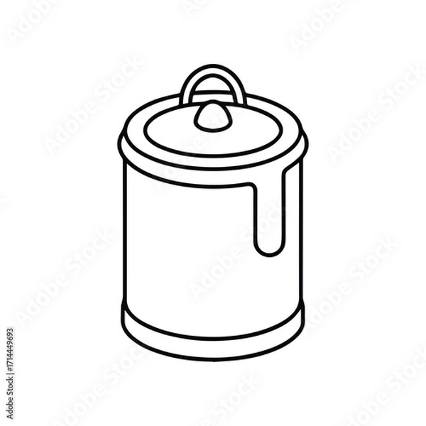 Fototapeta paint can outline coloring book page vector illustration line art drawing