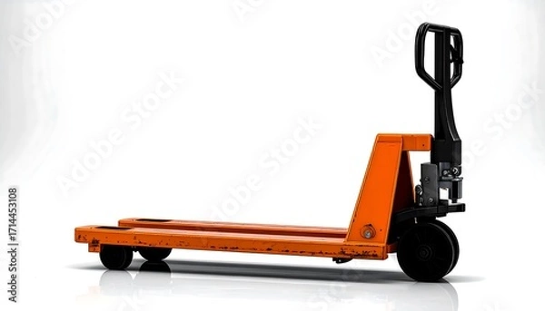 Obraz Orange hand pallet jack on a white background