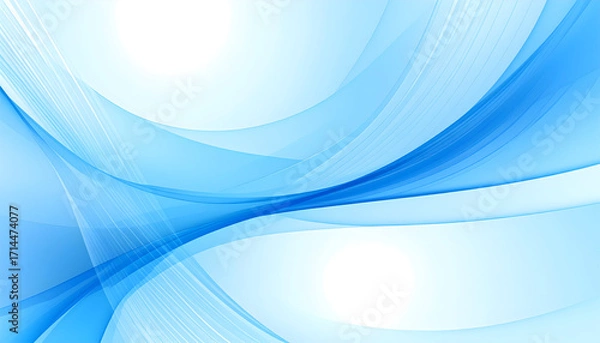Fototapeta Abstract modern background with flowing transparent blue waves and light effects
