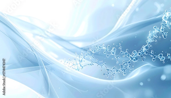 Fototapeta Futuristic science background with a flowing molecular structure