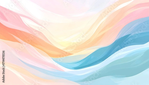 Fototapeta Gentle pastel watercolor abstract background with soft flowing shapes