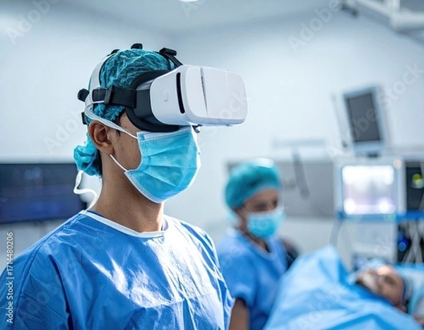 Obraz Surgeon Wearing VR Headset During Operation