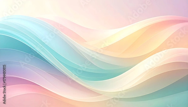 Fototapeta Soft pastel colored abstract background with flowing waves and gentle gradients