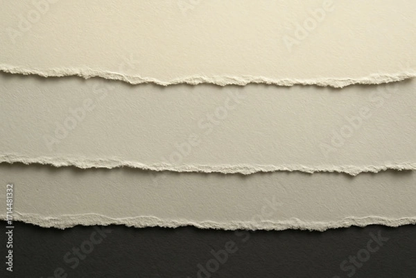 Fototapeta Neutral torn paper layers – minimalist textured background