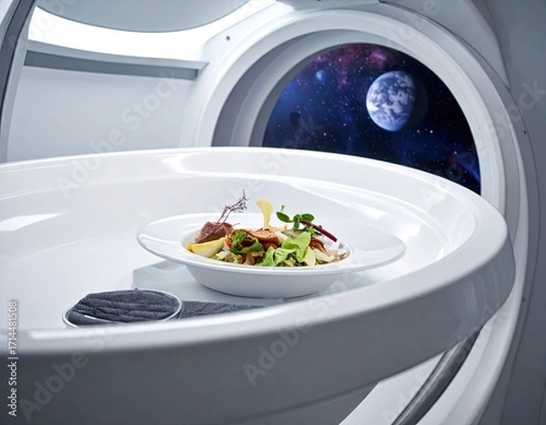 Obraz Space Food Meal Glowing Plate Futuristic Setting