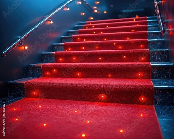 Obraz Red carpet stairs with embedded lights