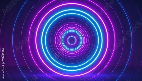 Fototapeta Neon circles in a dark space