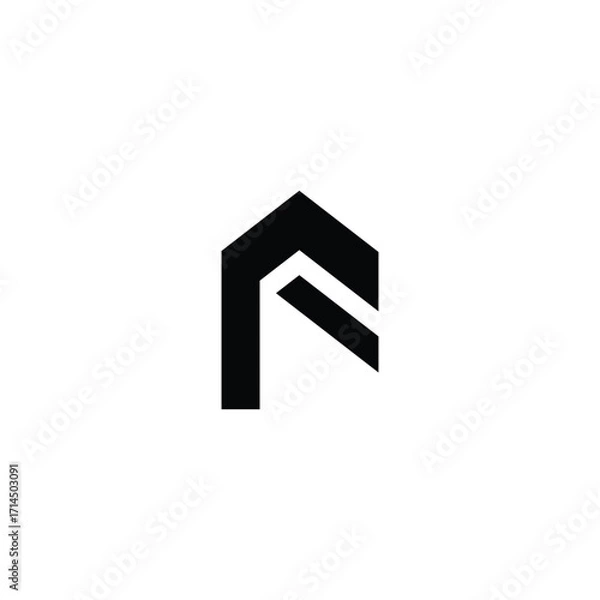Fototapeta Abstract Black Arrow Shape on White, Minimalist Geometric Design