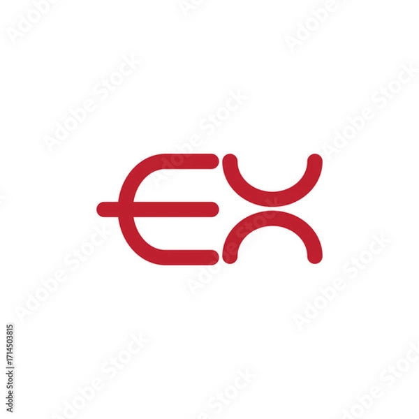 Fototapeta Abstract graphic design featuring red connected shapes against a white background creates a modern and minimalist aesthetic ideal for creative project backdrops or design elements.