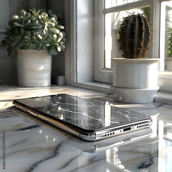Fototapeta Minimalist smartphone design clean style high resolution picture