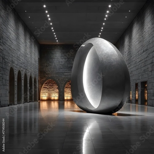 Fototapeta Polished metallic sculpture in gallery high resolution picture