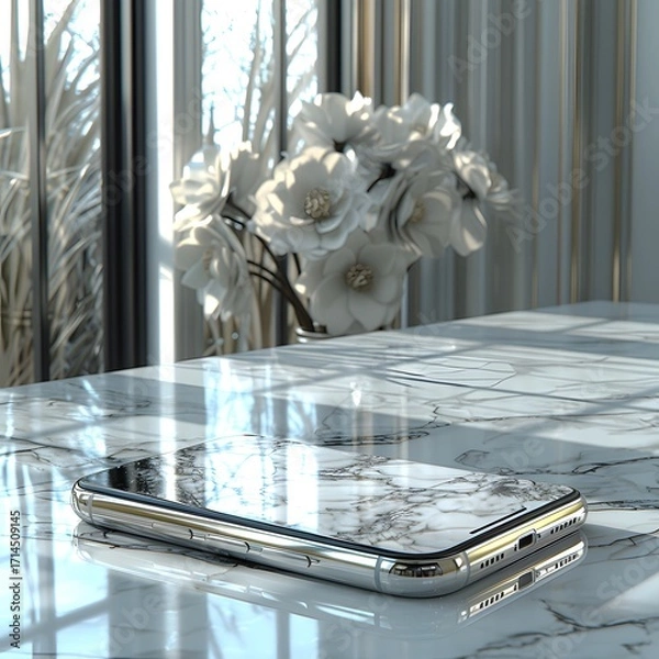 Fototapeta Smartphone photography sleek minimal design high resolution picture