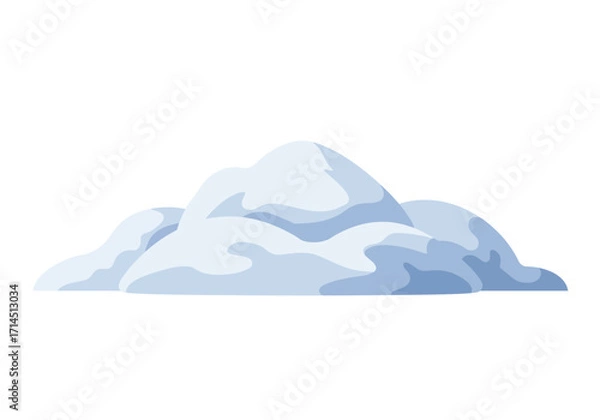 Fototapeta A cartoon depiction of a pile of snow with varied shades of blue and white indicating light and shadows